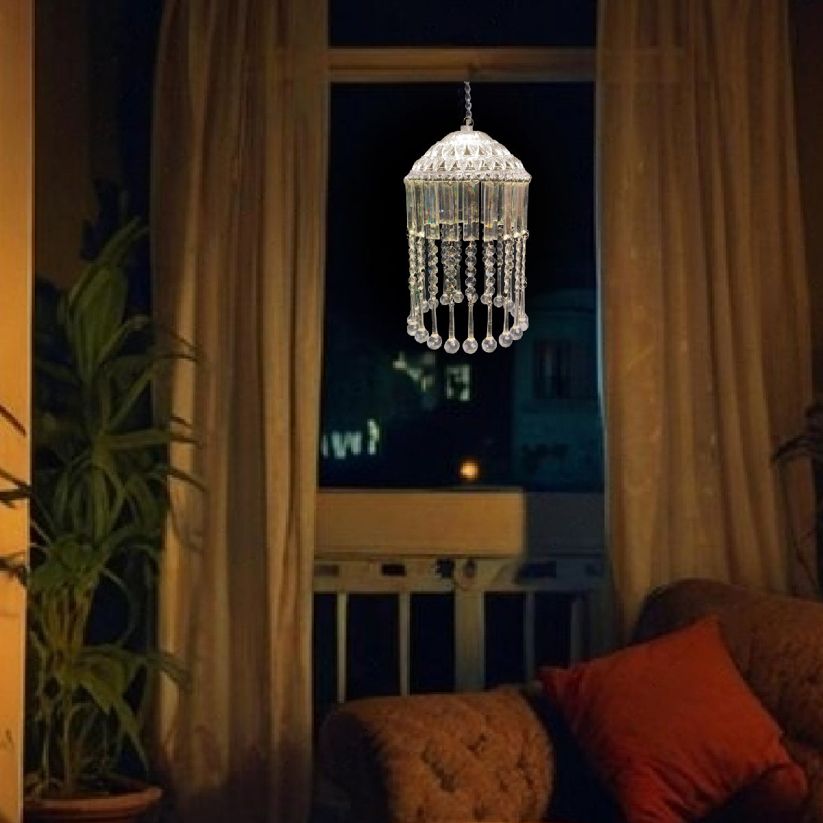 Mini Acrylic Crystal Jhumar/Chandelier for Indoor Outdoor Decorations