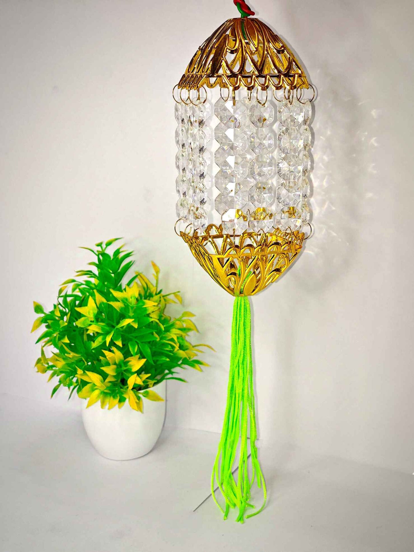 Square Kandeel Warm White LED Toran Lights – Hanging Moroccan-Style Crystal Lanterns for Festive & Home Décor