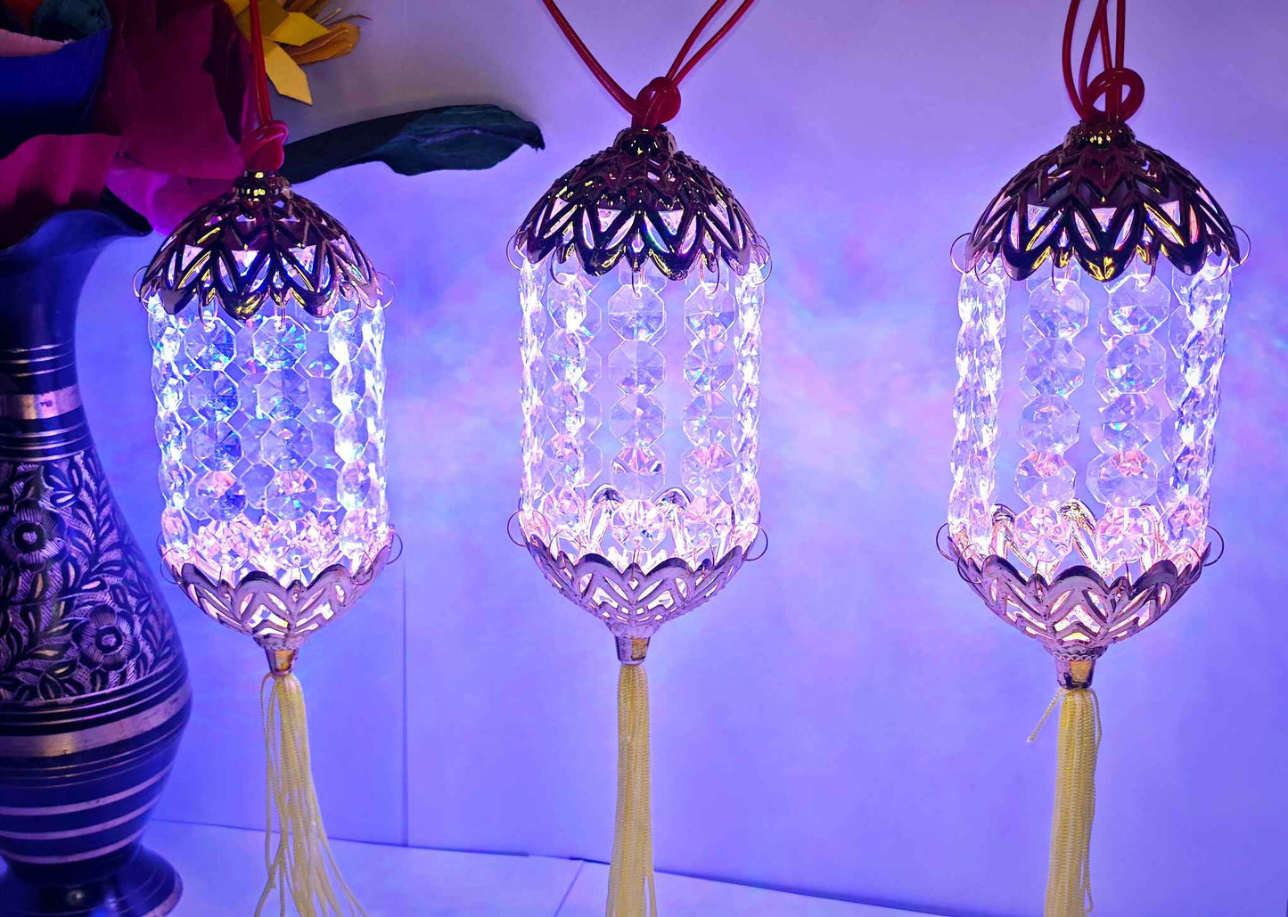 Round Kandeel Warm White LED Toran Lights – Moroccan-Style Hanging String Lights for Festive & Home Décor