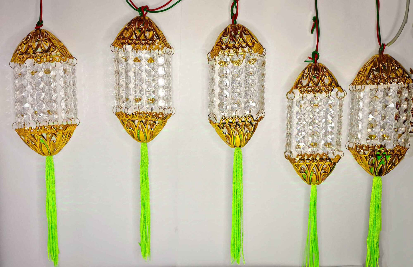 Square Kandeel Warm White LED Toran Lights – Hanging Moroccan-Style Crystal Lanterns for Festive & Home Décor