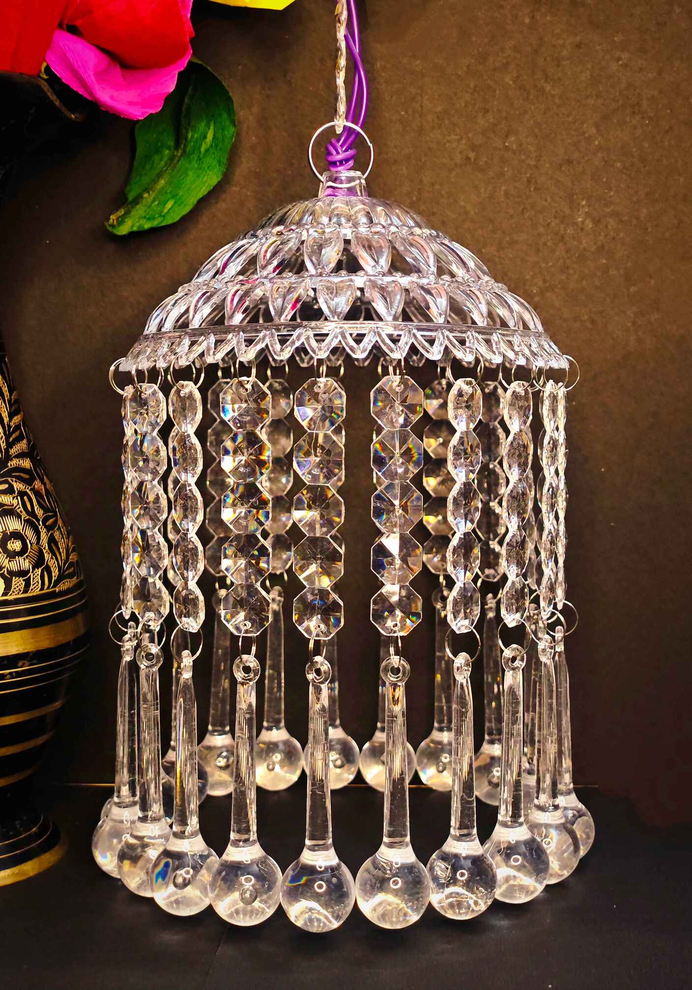 Mini Acrylic Crystal Jhumar/Chandelier for Indoor Outdoor Decorations