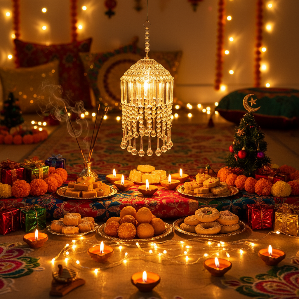 Mini Acrylic Crystal Jhumar/Chandelier for Indoor Outdoor Decorations