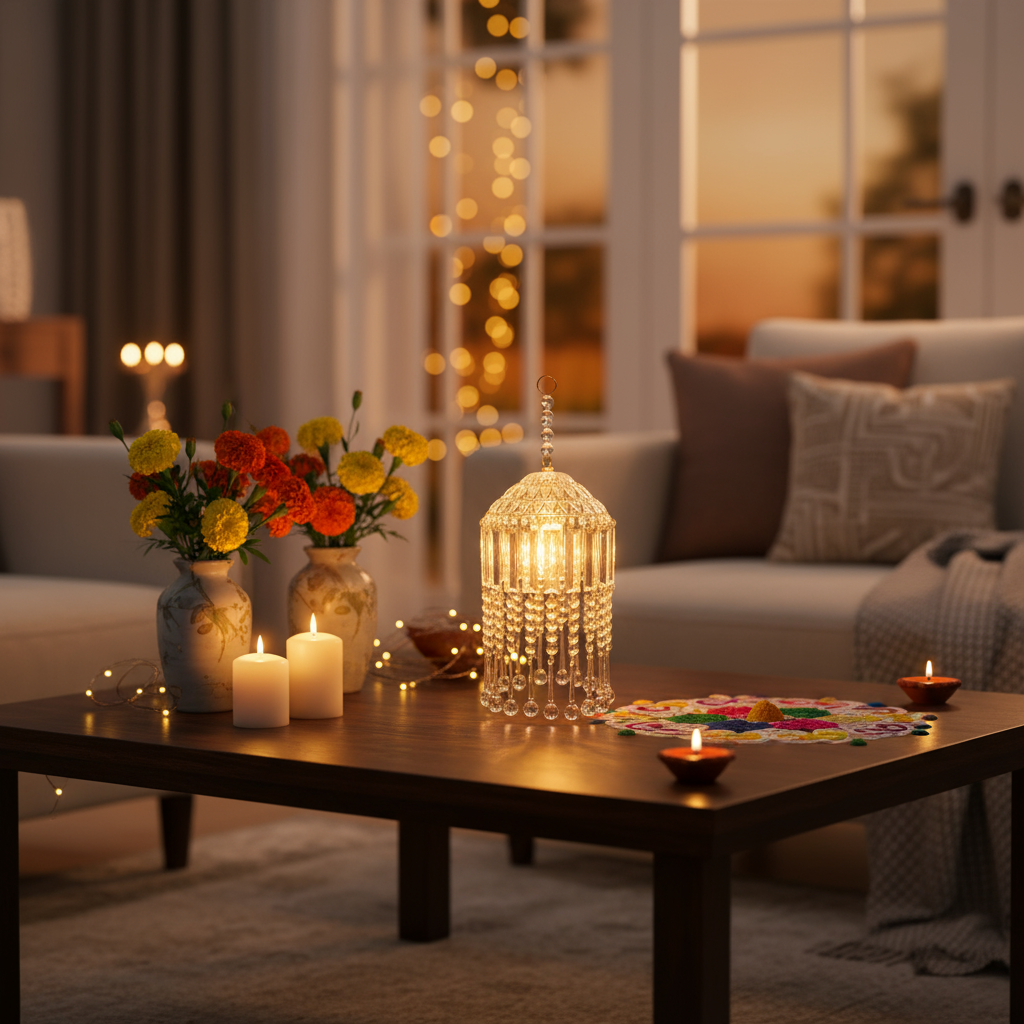 Mini Acrylic Crystal Jhumar/Chandelier for Indoor Outdoor Decoration