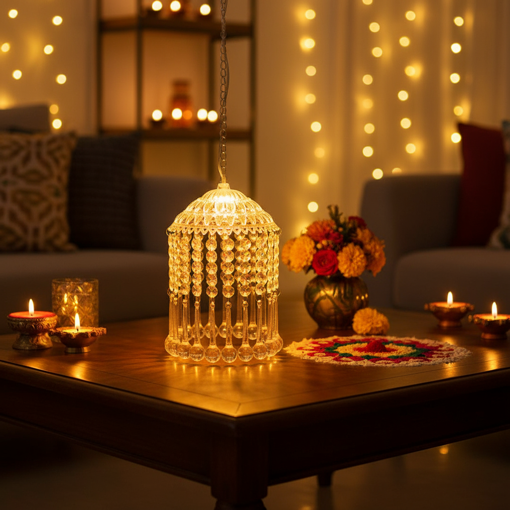 Mini Acrylic Crystal Jhumar/Chandelier for Indoor Outdoor Decorations