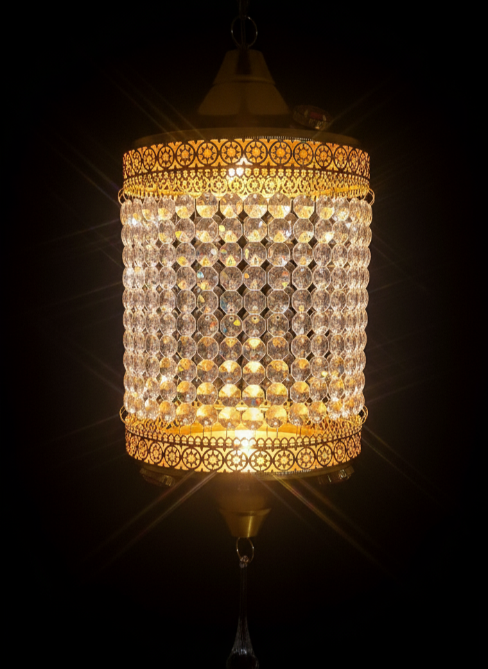 Traditional Acrylic KANDEEL with RGB LED Light For Indoor/Outdoor Decorations With Metal Top