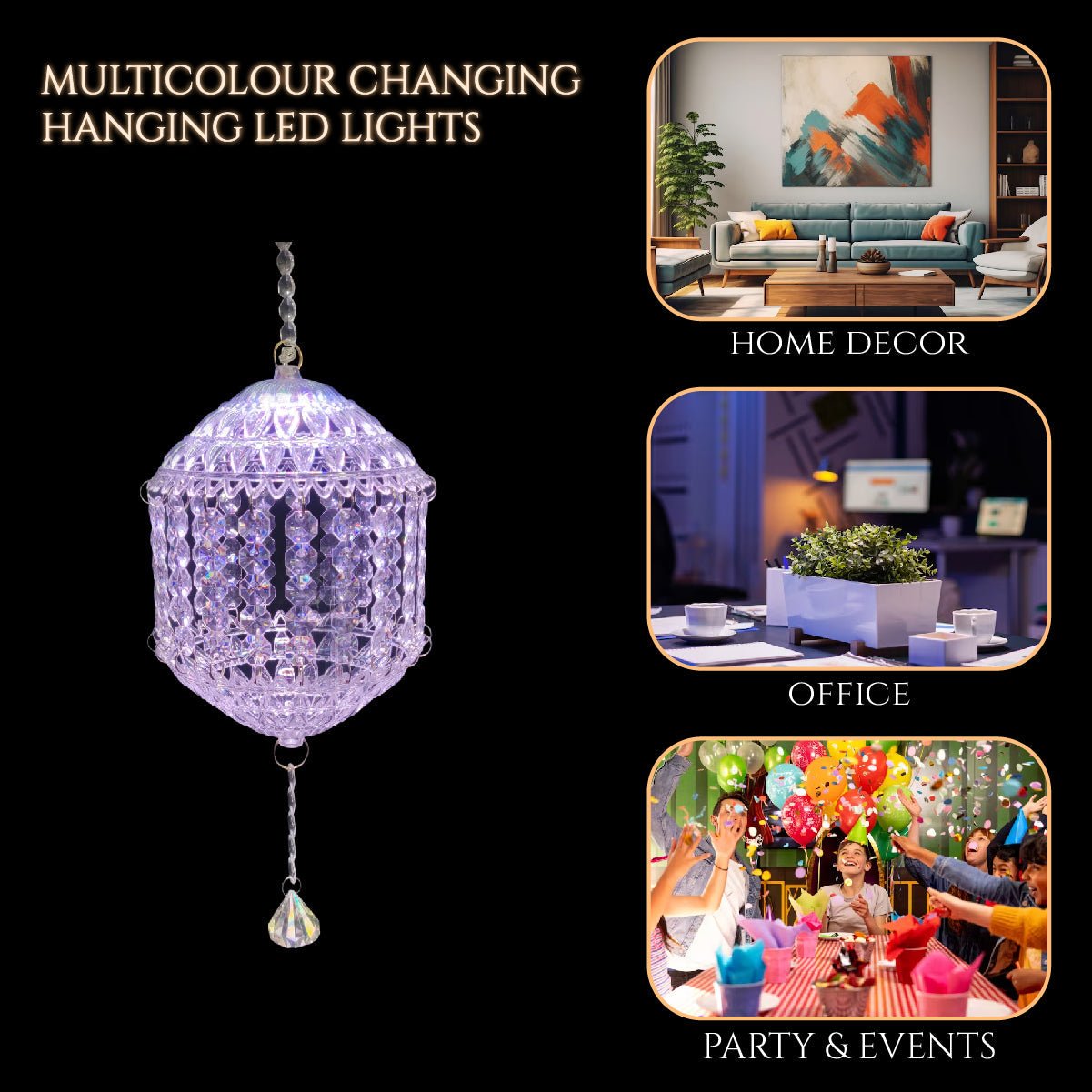 Traditional Acrylic KANDEEL with RGB LED Light - Festive Decore