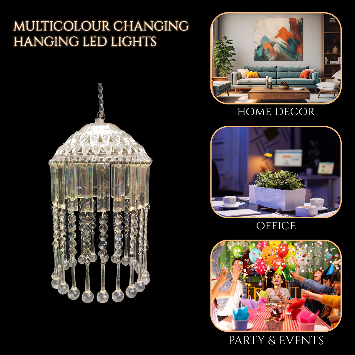 Mini Acrylic Crystal Jhumar/Chandelier for Indoor Outdoor Decorations