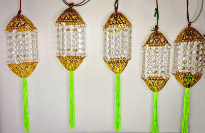 Square Kandeel Warm White LED Toran Lights – Hanging Moroccan-Style Crystal Lanterns for Festive & Home Décor