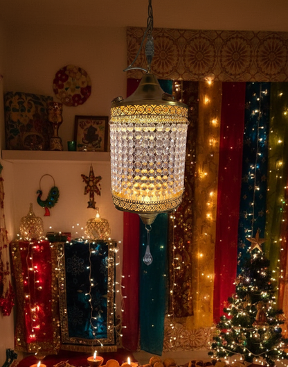 Traditional Acrylic KANDEEL with RGB LED Light For Indoor/Outdoor Decorations With Metal Top