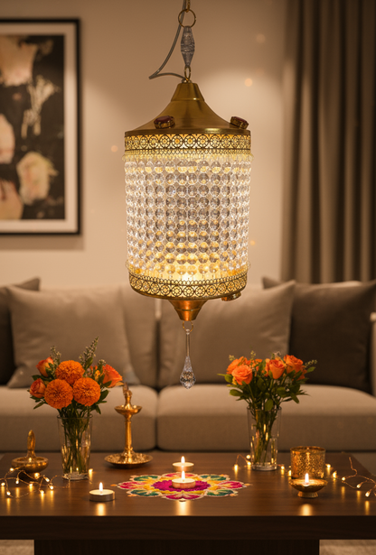 Traditional Acrylic KANDEEL with RGB LED Light For Indoor/Outdoor Decorations With Metal Top