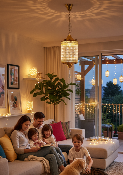 Traditional Acrylic KANDEEL with RGB LED Light For Indoor/Outdoor Decorations With Metal Top