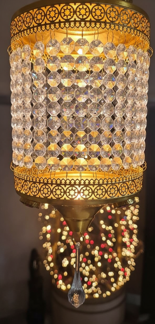 Traditional Acrylic KANDEEL with RGB LED Light For Indoor/Outdoor Decorations With Metal Top
