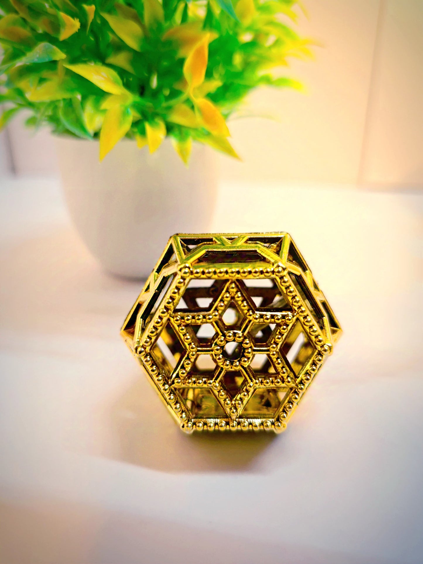 Moroccan Gold Fairy String Lights – 14 Warm White LED Lanterns for Home, Mandir & Festive Décor (Hexagonal)