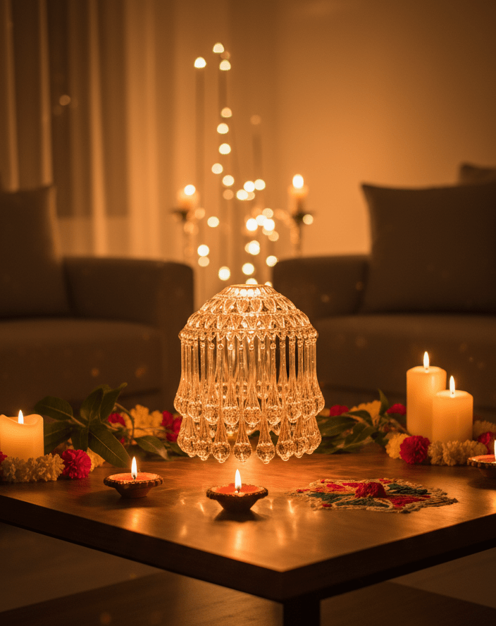 Mini Acrylic Crystal Jhumar/Chandelier for Indoor Outdoor Decorations - Festive Decore