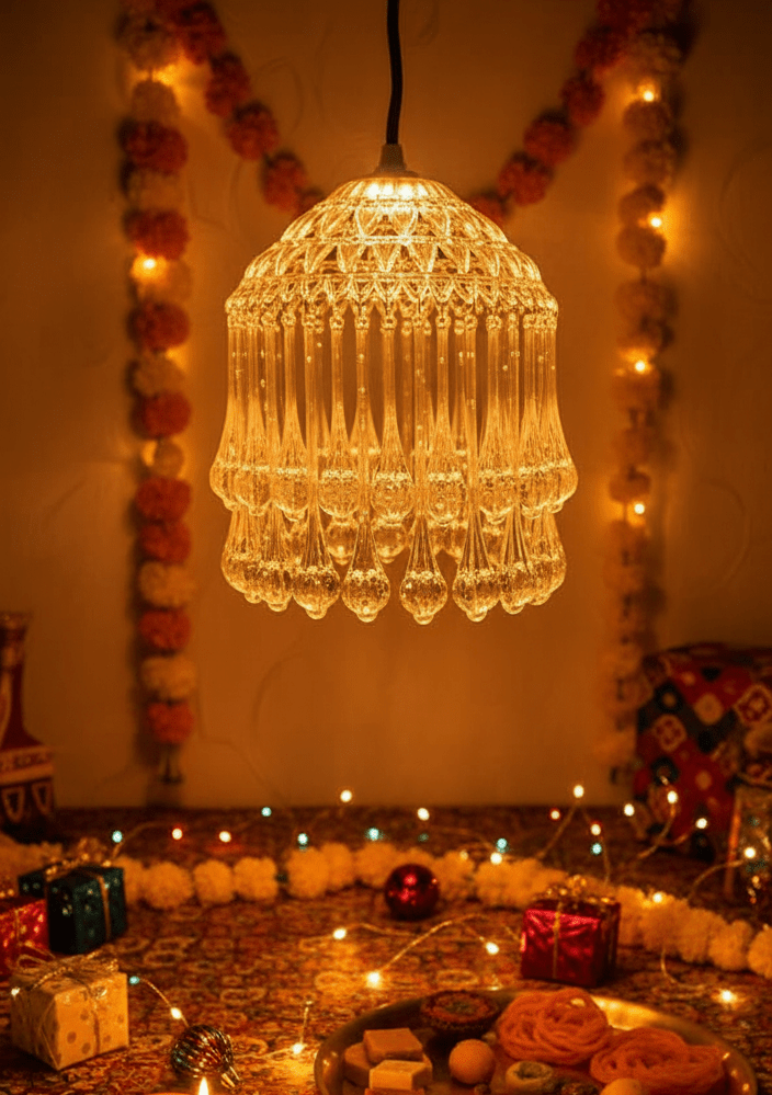 Mini Acrylic Crystal Jhumar/Chandelier for Indoor Outdoor Decorations - Festive Decore
