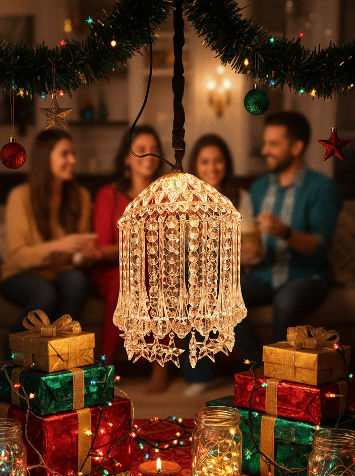 Mini Acrylic Crystal Jhumar/Chandelier for Indoor Outdoor Decorations - Festive Decore