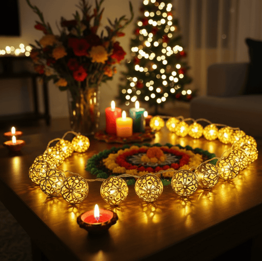 Round Shape Moroccan Style Hanging Fairy Light String - Festive Decore