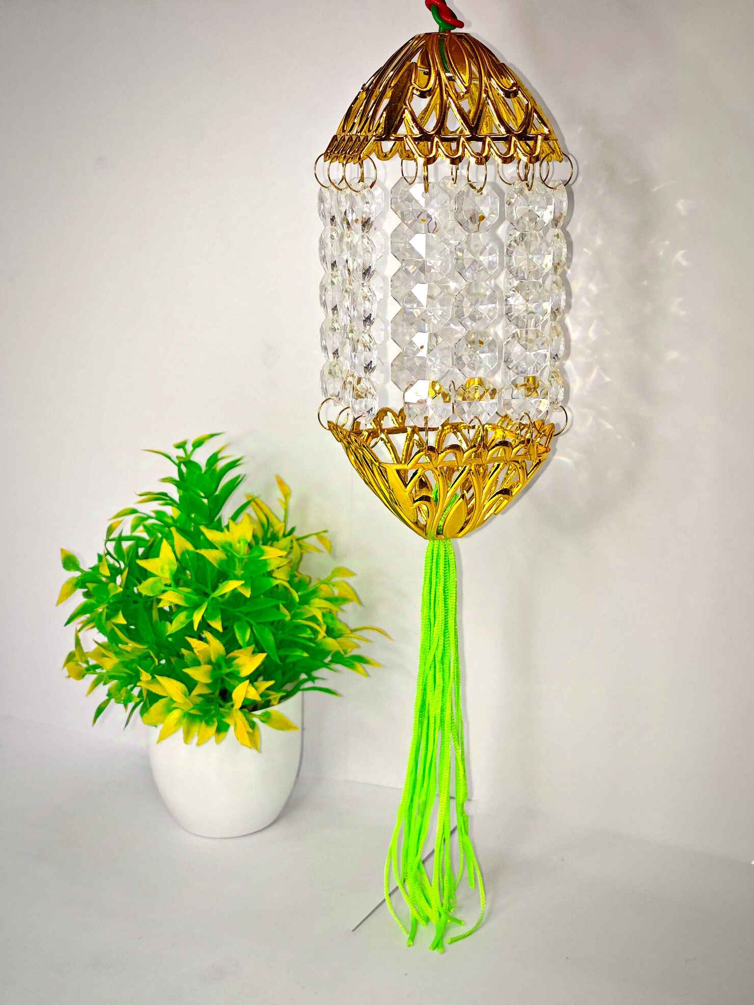 Square Kandeel Warm White LED Toran Lights – Hanging Moroccan - Style Crystal Lanterns for Festive & Home Décor - Festive Decore
