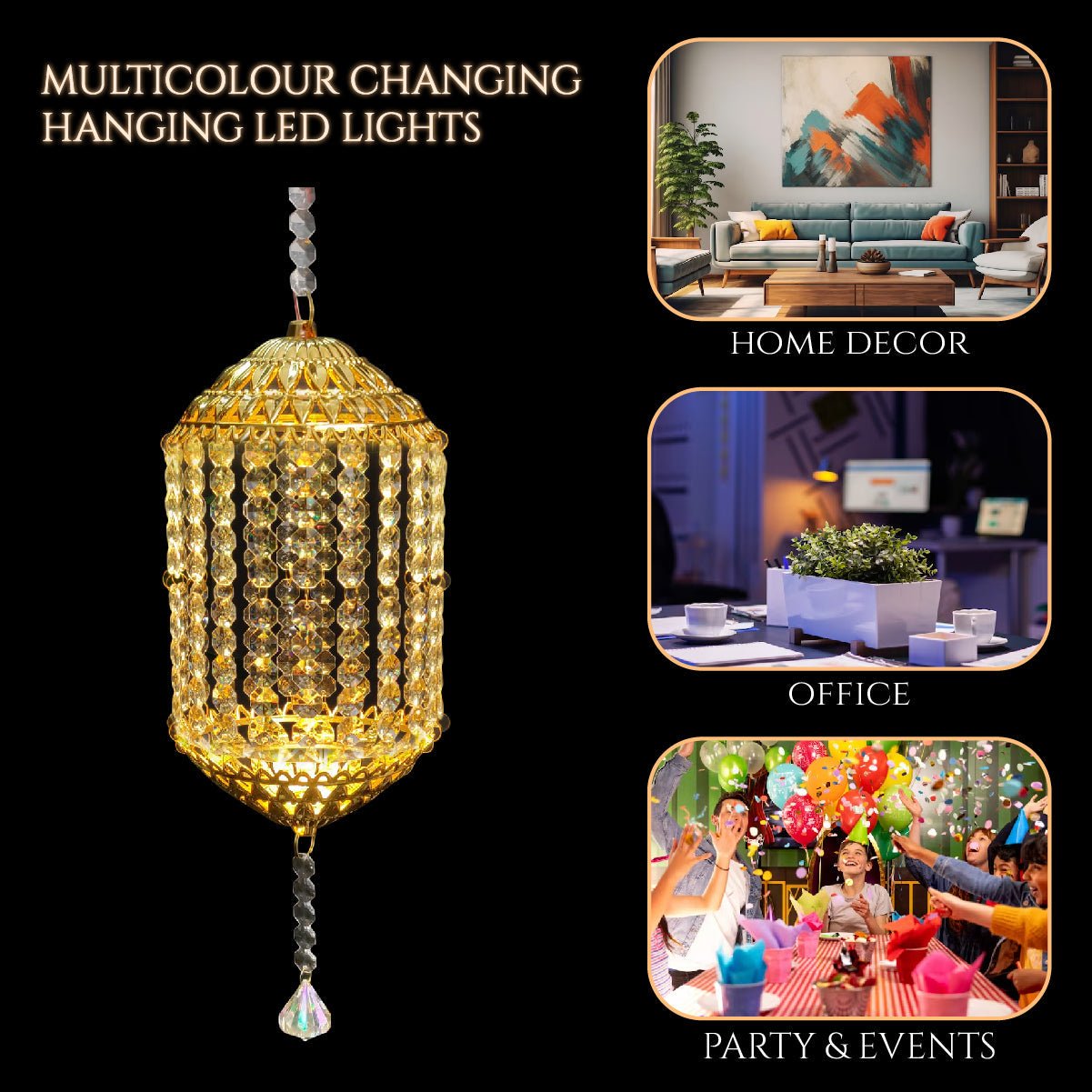 Traditional Acrylic KANDEEL with RGB LED Light - Festive Decore