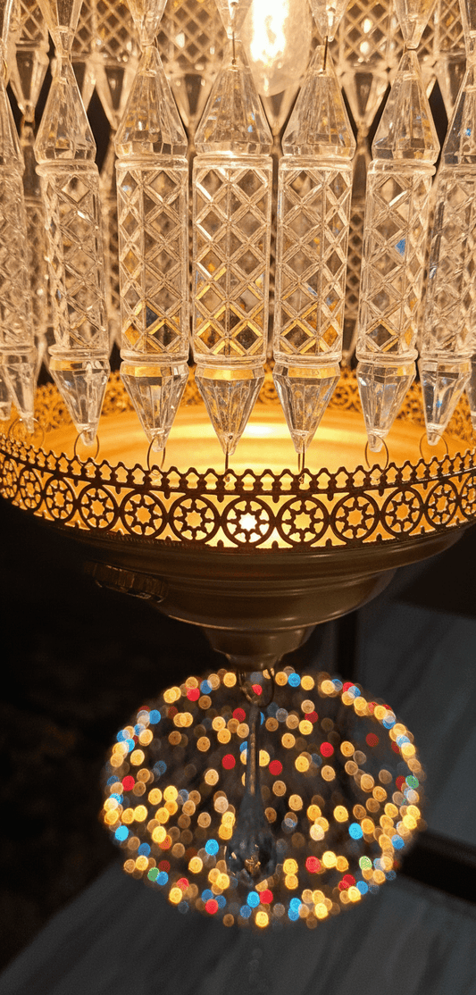 Traditional Acrylic KANDEEL with RGB LED Light For Indoor/Outdoor Decorations With Metal Top - Festive Decore